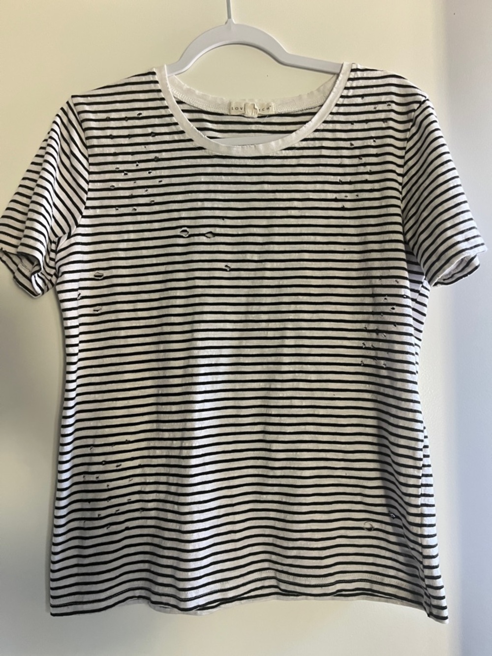 3/&25🎃lovestitch Black and White Striped Short-Sleeve Tee